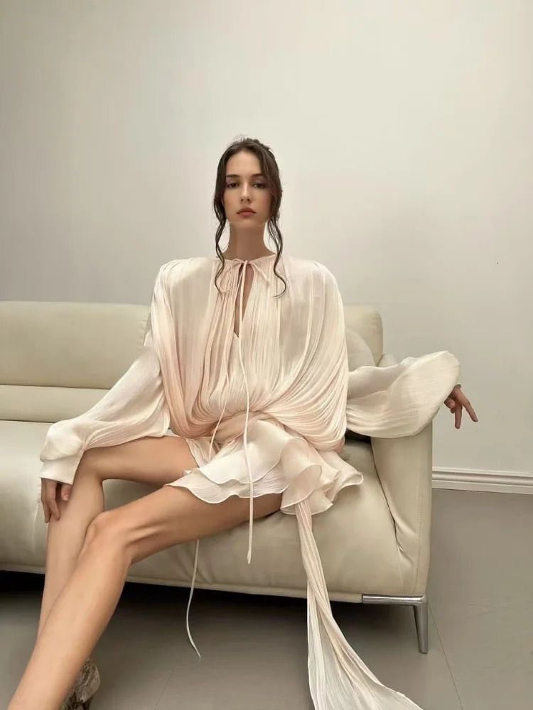 JLUXLABEL CREAM PURE GLOW DRAPED MINI DRESS 3